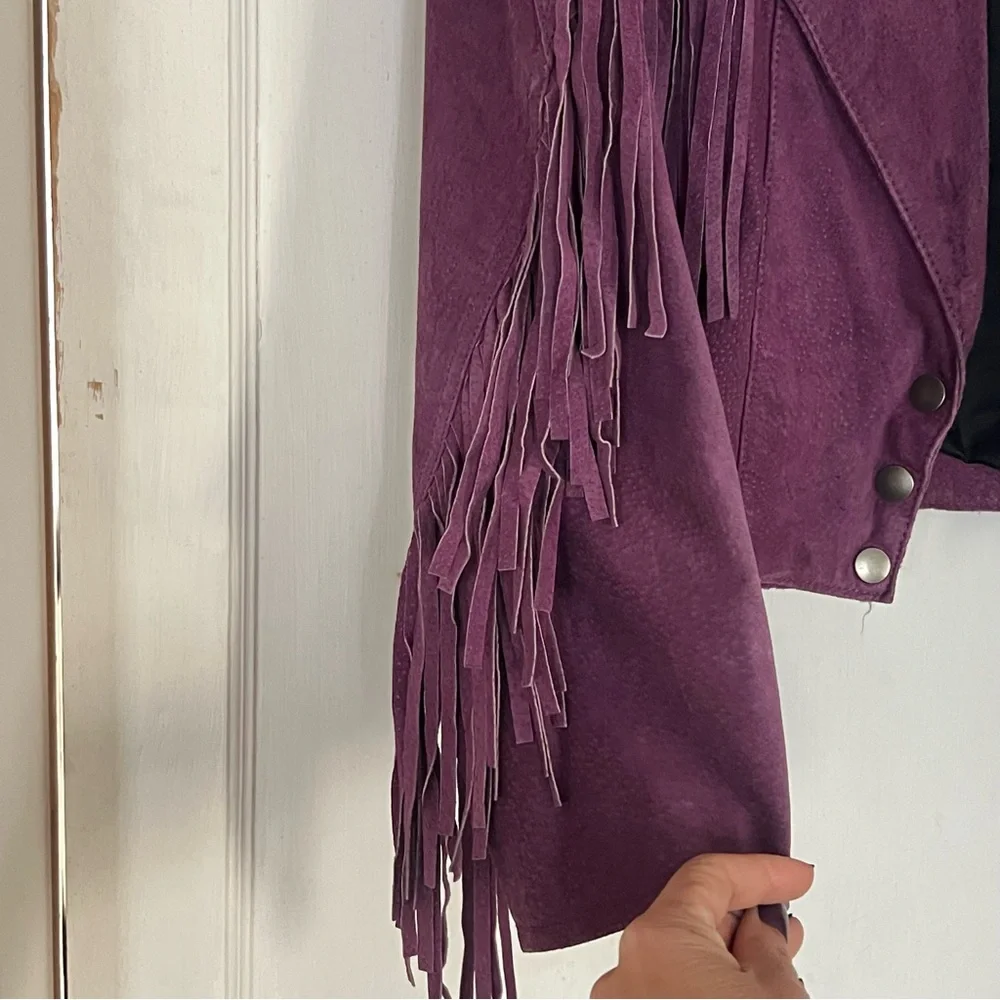 VTG Purple suede fringe jacket - Picture 5 of 13
